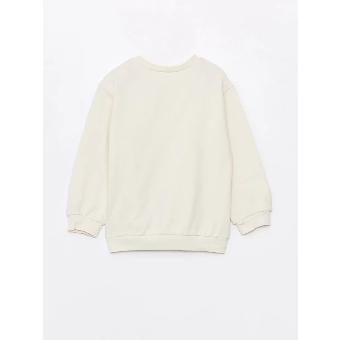 LCW Kids EKRU Bisiklet Yaka Uzun Kollu Kız Bebek Sweatshirt ve Eşofman Alt 2li Takım