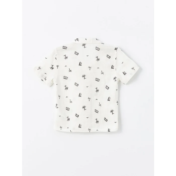 LCW Kids BEJ Resort Yaka Kısa Kollu Erkek Bebek Baskılı Gömlek