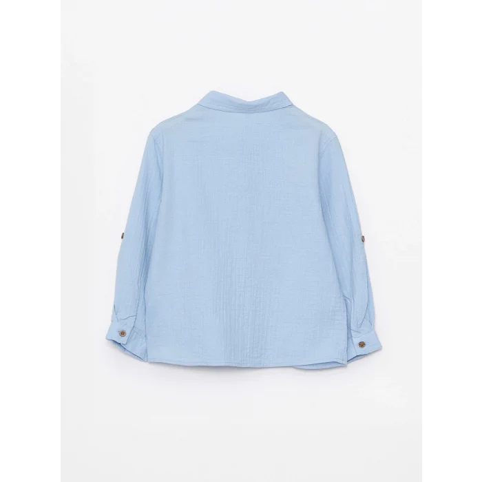 LCW Kids MAVİ Uzun Kollu Basic Erkek Bebek Gömlek