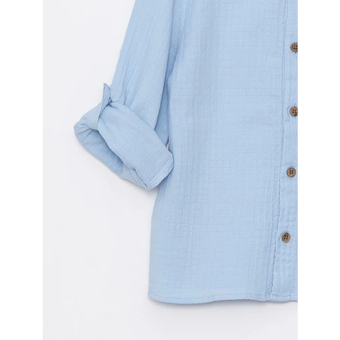 LCW Kids MAVİ Uzun Kollu Basic Erkek Bebek Gömlek