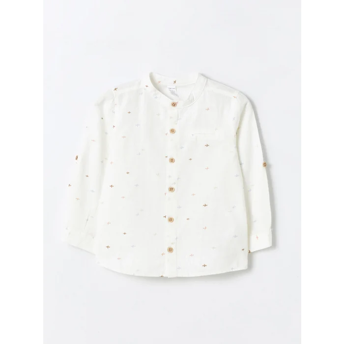 LCW Kids EKRU Hakim Yaka Uzun Kollu Desenli Erkek Bebek Gömlek