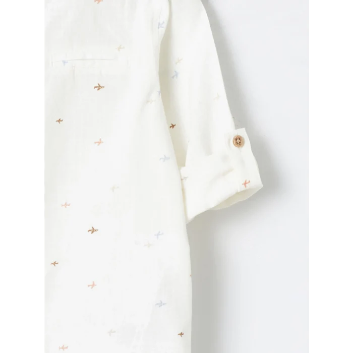 LCW Kids EKRU Hakim Yaka Uzun Kollu Desenli Erkek Bebek Gömlek