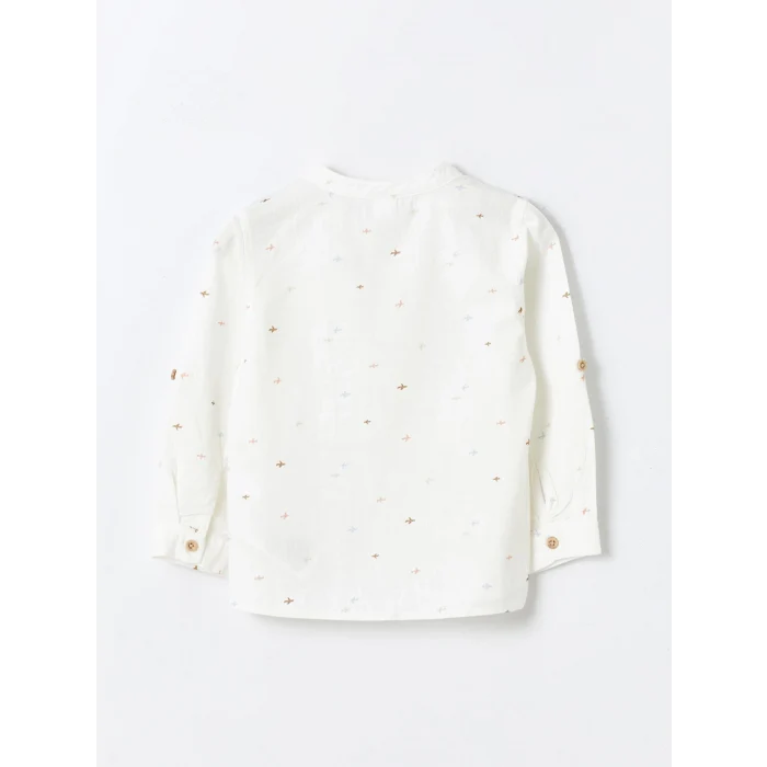 LCW Kids EKRU Hakim Yaka Uzun Kollu Desenli Erkek Bebek Gömlek