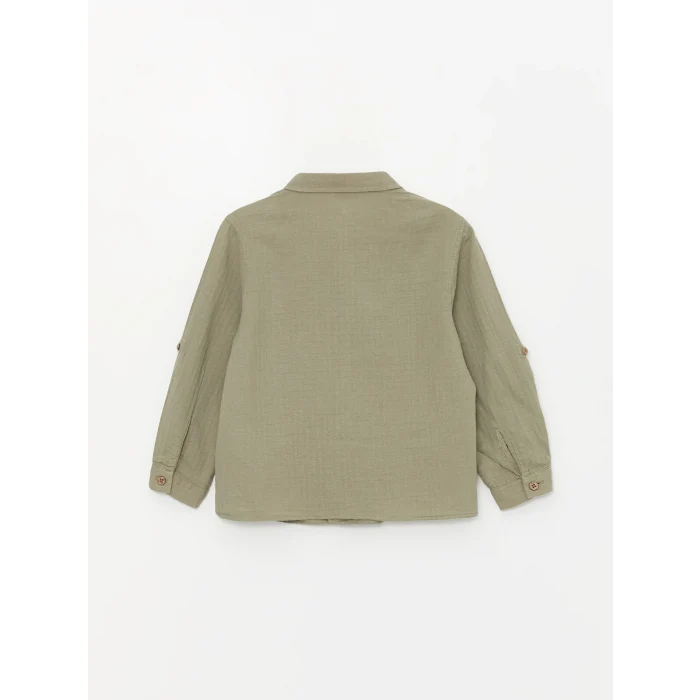 LCW Kids YEŞİL Uzun Kollu Basic Erkek Bebek Gömlek