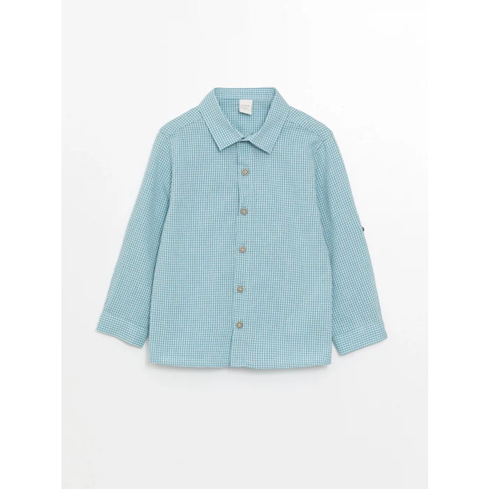 LCW Kids MAVİ Uzun Kollu Çizgili Erkek Bebek Gömlek