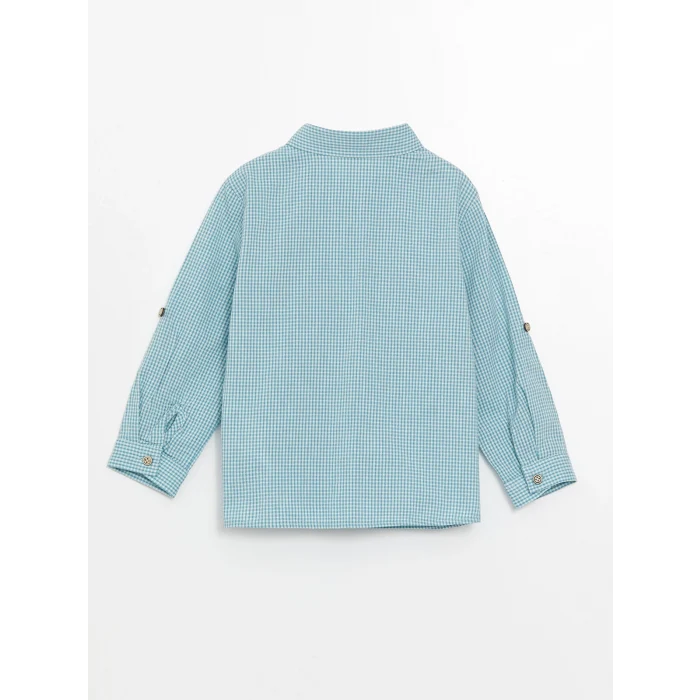 LCW Kids MAVİ Uzun Kollu Çizgili Erkek Bebek Gömlek