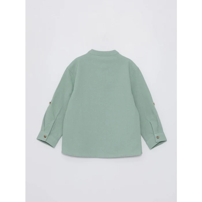 LCW Kids YEŞİL Hakim Yaka Uzun Kollu Basic Erkek Bebek Gömlek