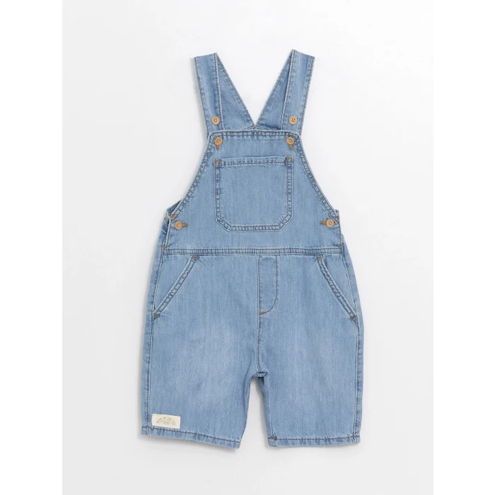 LCW Kids İNDİGO Kare Yaka Askılı Erkek Bebek Jean Salopet