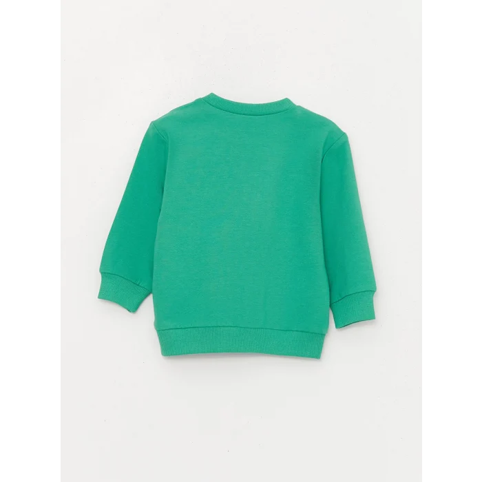 LCW baby YEŞİL Bisiklet Yaka Baskılı Erkek Bebek Sweatshirt ve Eşofman Alt 2li