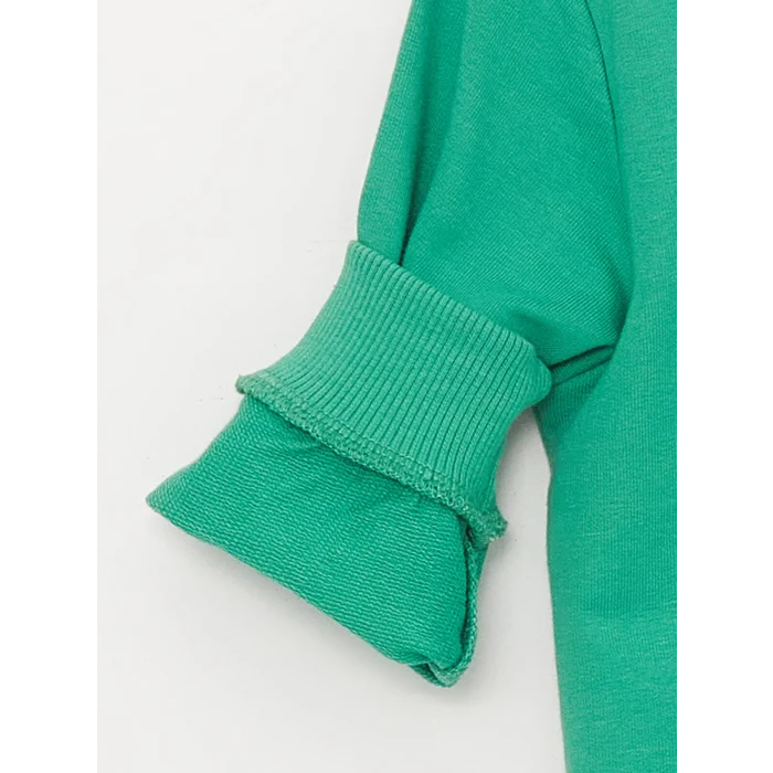 LCW baby YEŞİL Bisiklet Yaka Baskılı Erkek Bebek Sweatshirt ve Eşofman Alt 2li