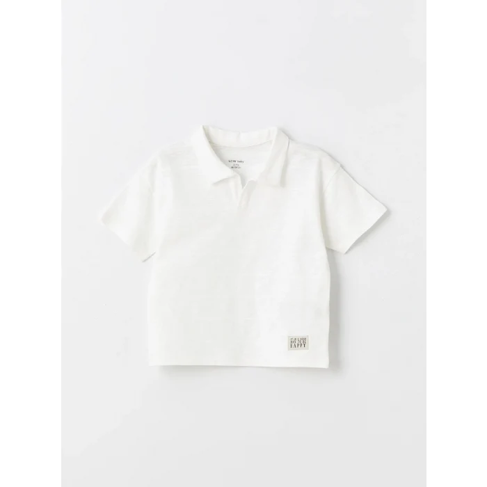 LCW Kids EKRU Polo Yaka Kısa Kollu Erkek Bebek Tişört ve Pantolon 2li Takım