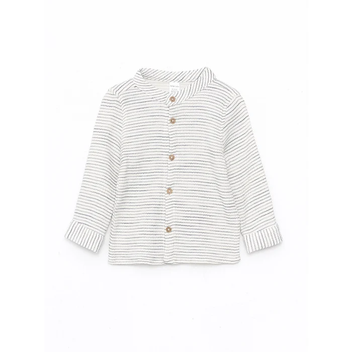 LCW baby EKRU Hakim Yaka Uzun Kollu Erkek Bebek Gömlek ve Pantolon 2li Takım