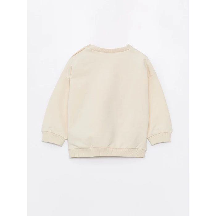 LCW baby BEJ Bisiklet Yaka Uzun Kollu Baskılı Erkek Bebek Sweatshirt ve Eşofman Altı 2li Takım