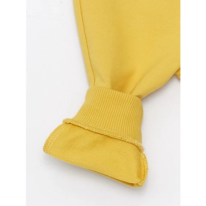 LCW baby BEJ Bisiklet Yaka Uzun Kollu Baskılı Erkek Bebek Sweatshirt ve Eşofman Altı 2li Takım