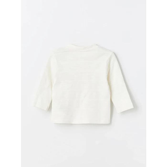 LCW baby EKRU Bisiklet Yaka Uzun Kollu Erkek Bebek Tişört ve Pantolon 2li Takım