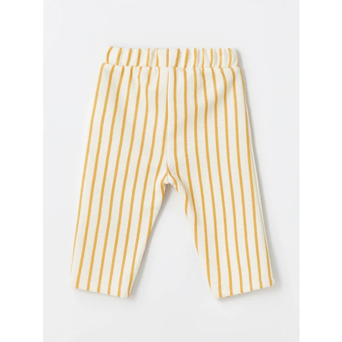 LCW baby EKRU Bisiklet Yaka Uzun Kollu Erkek Bebek Tişört ve Pantolon 2li Takım