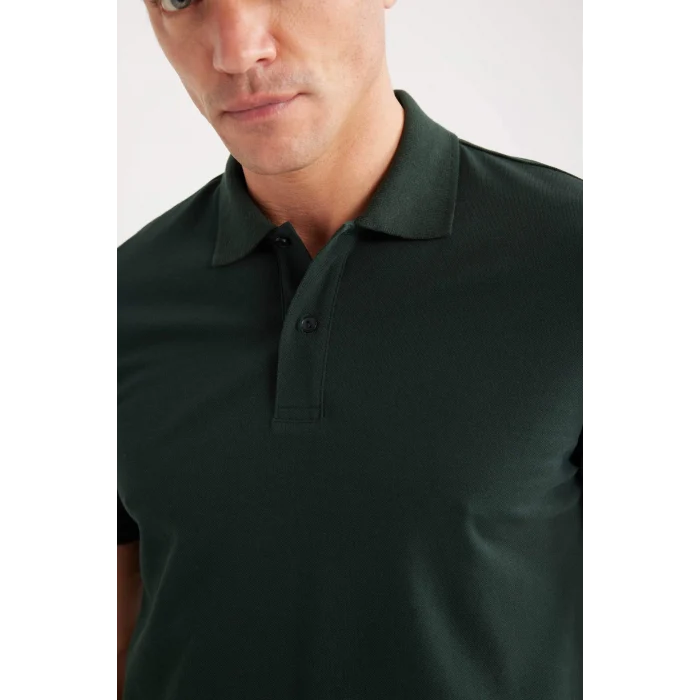 Defacto C1293 Yeşil Regular Fit Basic Düz Kısa Kollu Pike Polo Tişört