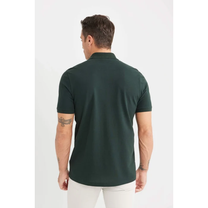 Defacto C1293 Yeşil Regular Fit Basic Düz Kısa Kollu Pike Polo Tişört