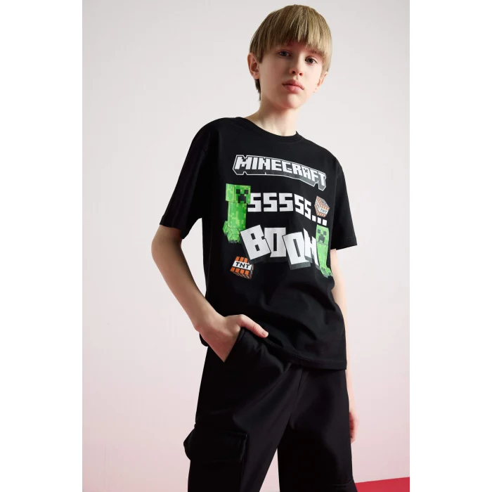 Defacto E3093 Siyah Erkek Çocuk Bisiklet Yaka Kısa Kollu Tişört