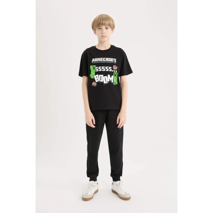 Defacto E3093 Siyah Erkek Çocuk Bisiklet Yaka Kısa Kollu Tişört