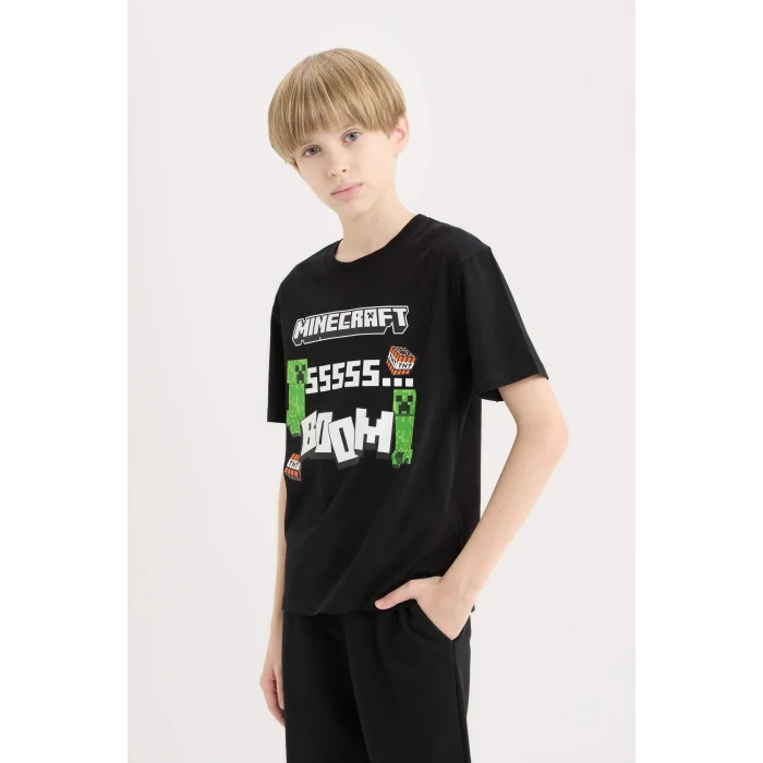 Defacto E3093 Siyah Erkek Çocuk Bisiklet Yaka Kısa Kollu Tişört