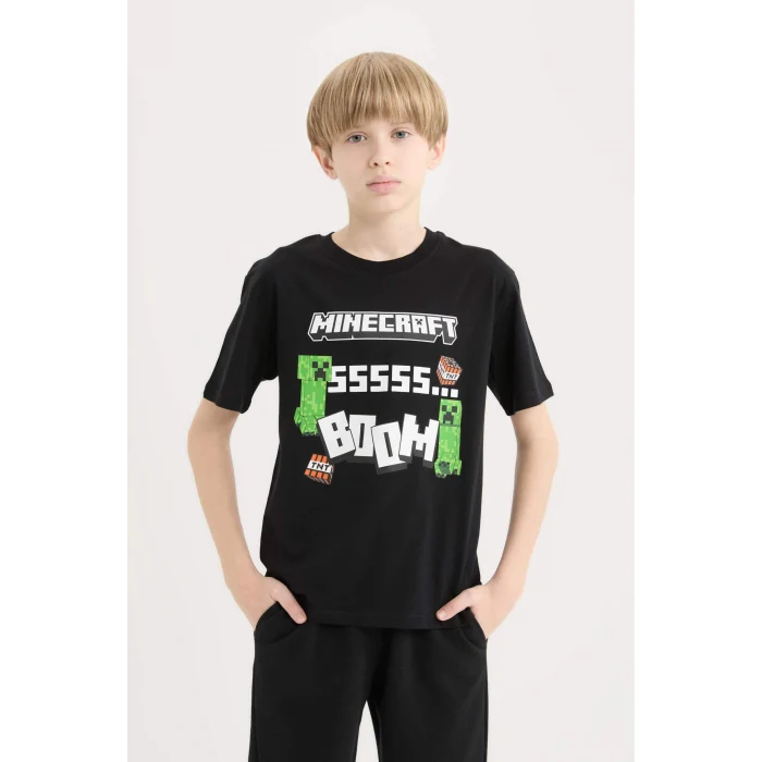 Defacto E3093 Siyah Erkek Çocuk Bisiklet Yaka Kısa Kollu Tişört