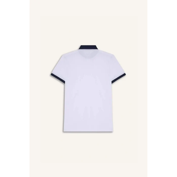 Defacto D9780 Beyaz DeFactoFit Slim Fit Dar Kesim Sporcu Kısa Kollu Pike Polo Tişört