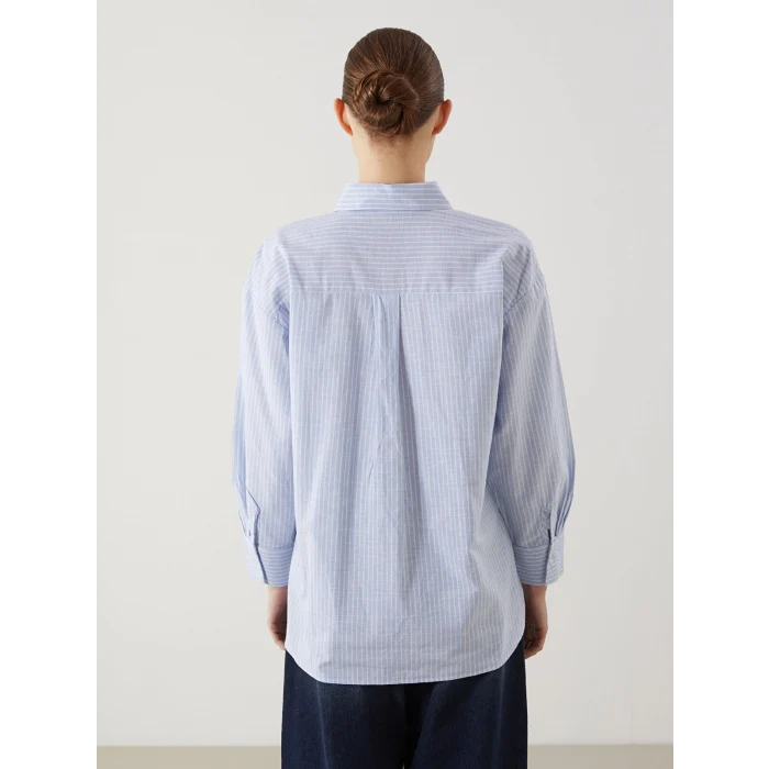 LCW Modest MAVİ Çiçekli Oversize Kadın Gömlek Tunik