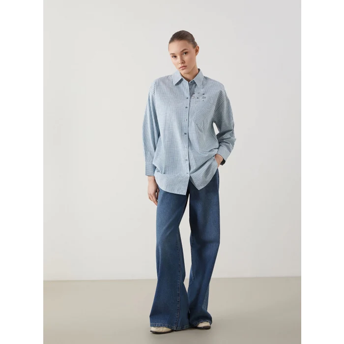 LCW Modest YEŞİL Çiçekli Oversize Kadın Gömlek Tunik