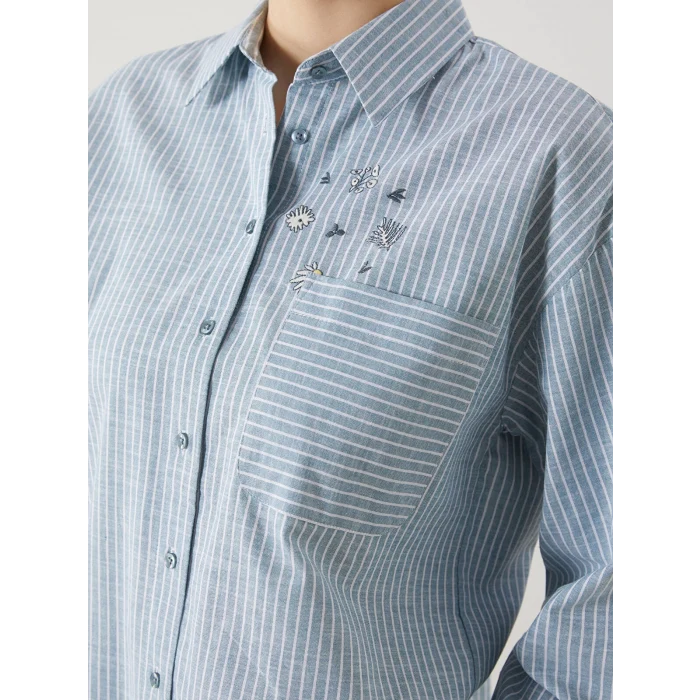 LCW Modest YEŞİL Çiçekli Oversize Kadın Gömlek Tunik