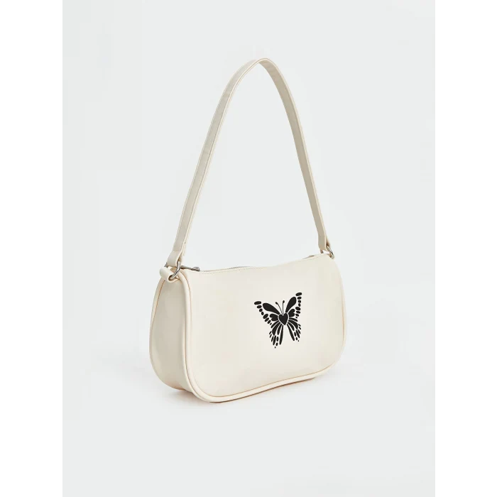 LCW ACCESSORIES EKRU Kelebek Baskılı Kız Çocuk Baget Çanta