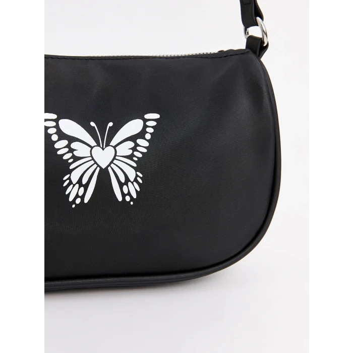 LCW ACCESSORIES SİYAH Kelebek Baskılı Kız Çocuk Baget Çanta