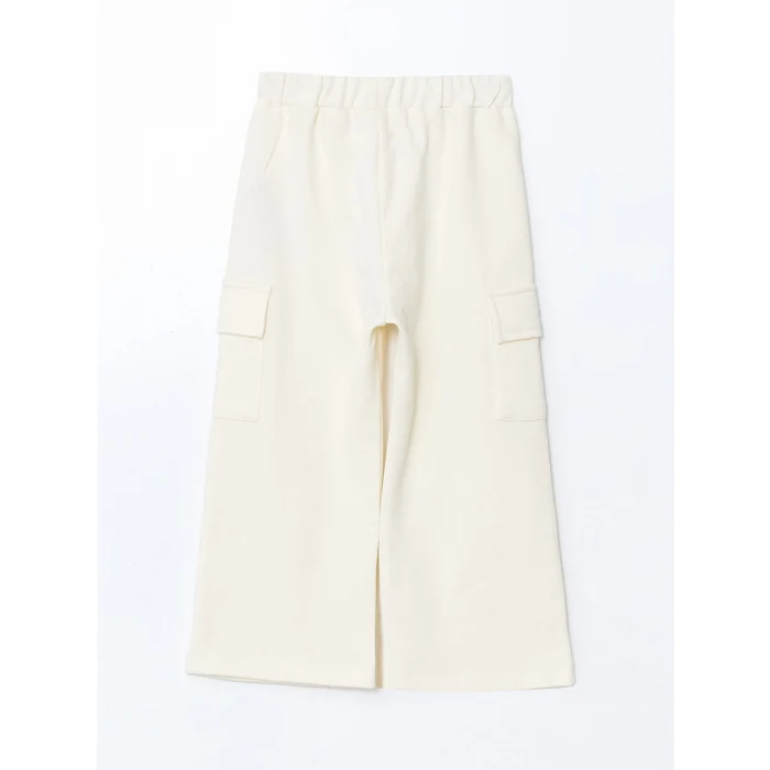 LCW Kids EKRU Beli Lastikli Kız Çocuk 3 iplik Pantolon