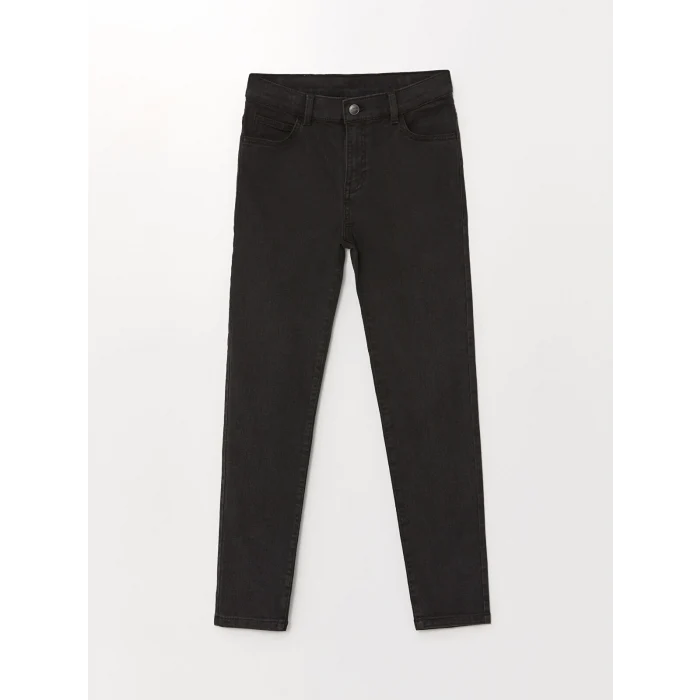 LCW Kids SİYAH Beli Ayarlanabilir Lastikli Erkek Çocuk Jean Pantolon