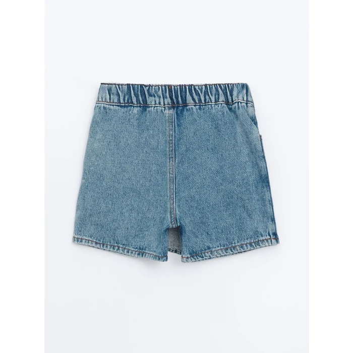 LCW Kids MAVİ Beli Lastikli Kız Çocuk Denim Görünümlü Şort Etek