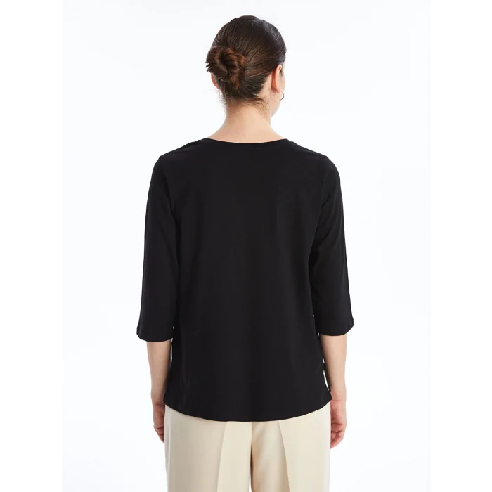 LCW Grace SİYAH Bisiklet Yaka Çiçekli Kadın Bluz