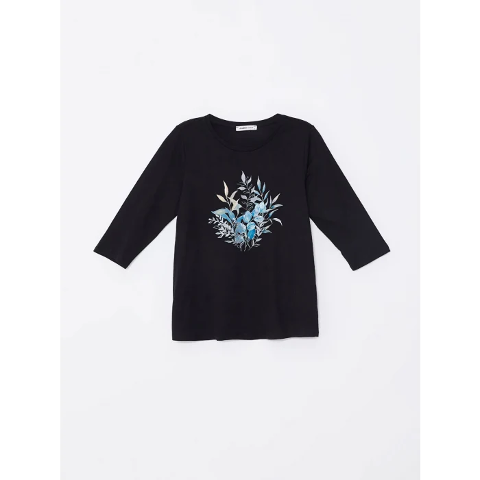 LCW Grace SİYAH Bisiklet Yaka Çiçekli Kadın Bluz