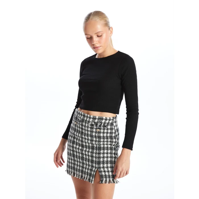 XSIDE SİYAH Bisiklet Yaka Düz Uzun Kollu Kadın Body