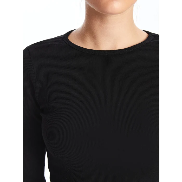 XSIDE SİYAH Bisiklet Yaka Düz Uzun Kollu Kadın Body