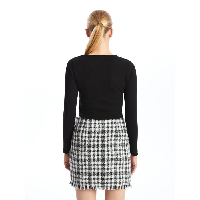 XSIDE SİYAH Bisiklet Yaka Düz Uzun Kollu Kadın Body