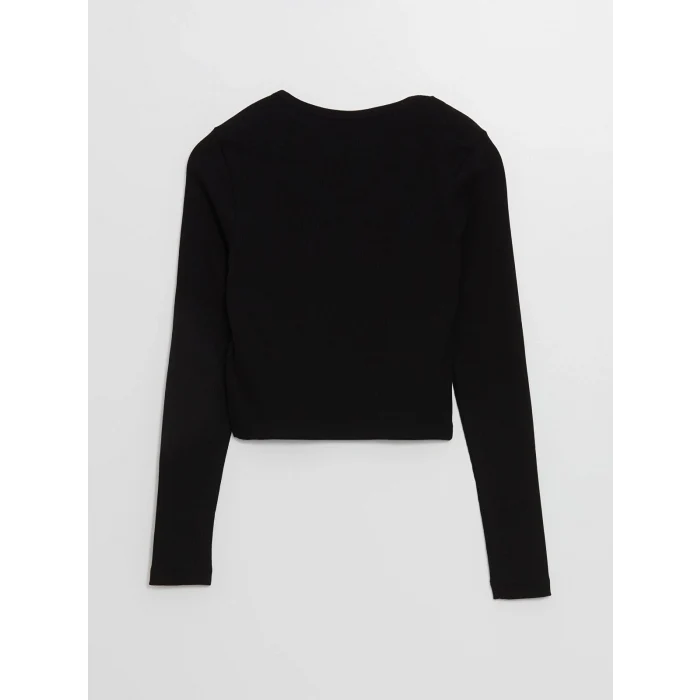 XSIDE SİYAH Bisiklet Yaka Düz Uzun Kollu Kadın Body