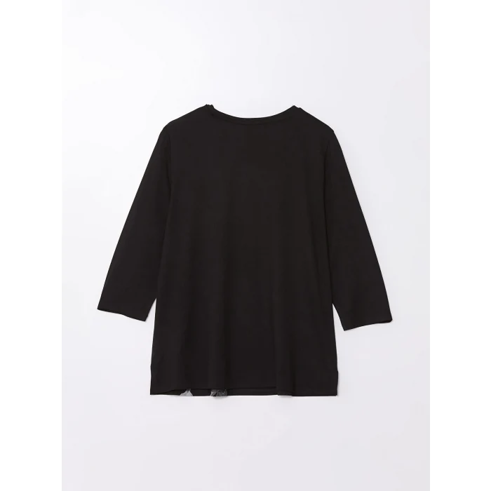 LCW Grace SİYAH Bisiklet Yaka Baskılı Kadın Tişört