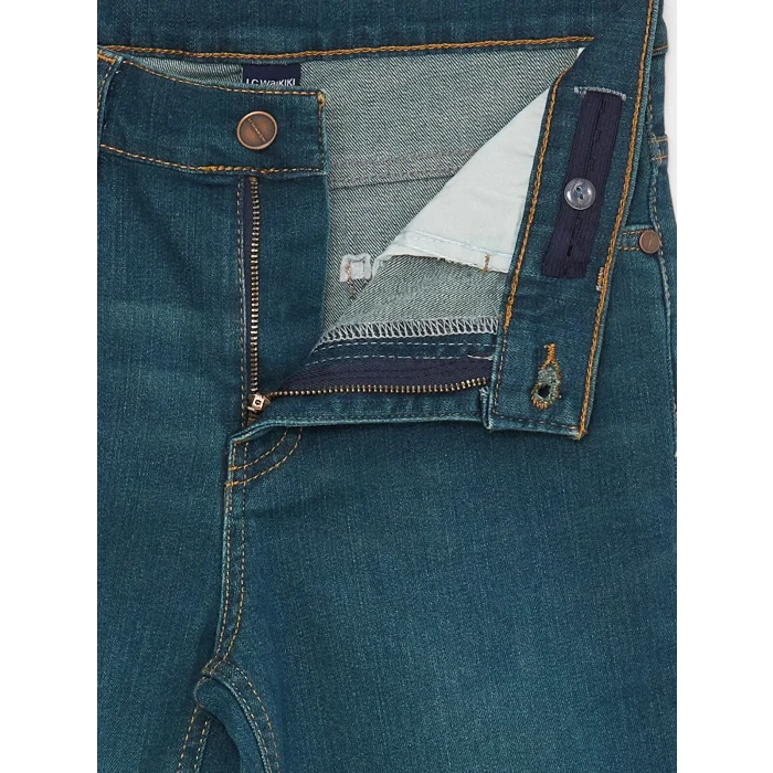 LCW Kids İNDİGO Beli Ayarlanabilir Lastikli Erkek Çocuk Jean Pantolon