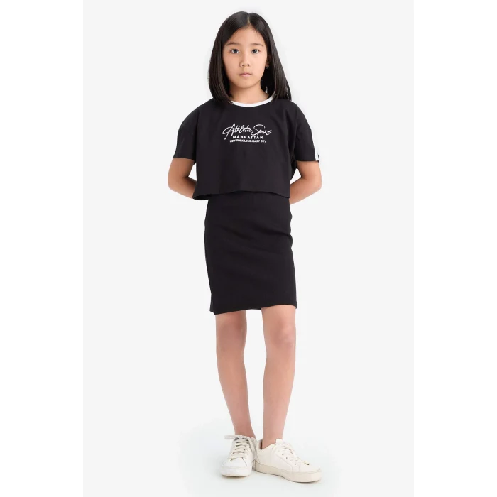 Defacto D2339 Siyah Fitilli Kaşkorse Elbise