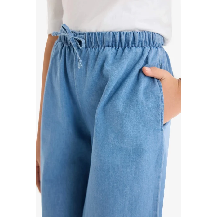 Defacto D7101 Mavi Kız Çocuk Wide Leg Geniş Paça Jean Pantolon