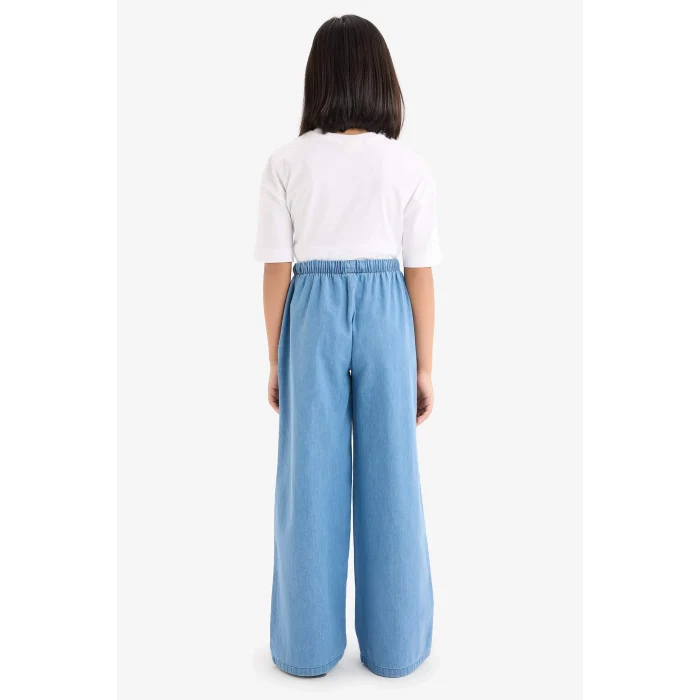 Defacto D7101 Mavi Kız Çocuk Wide Leg Geniş Paça Jean Pantolon