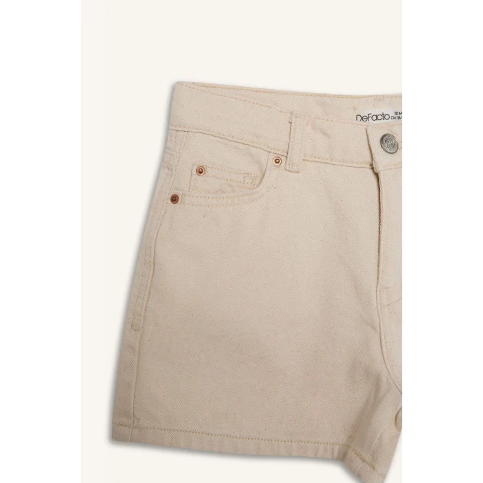 Defacto D7108 Ekru Kız Çocuk Gabardin Şort