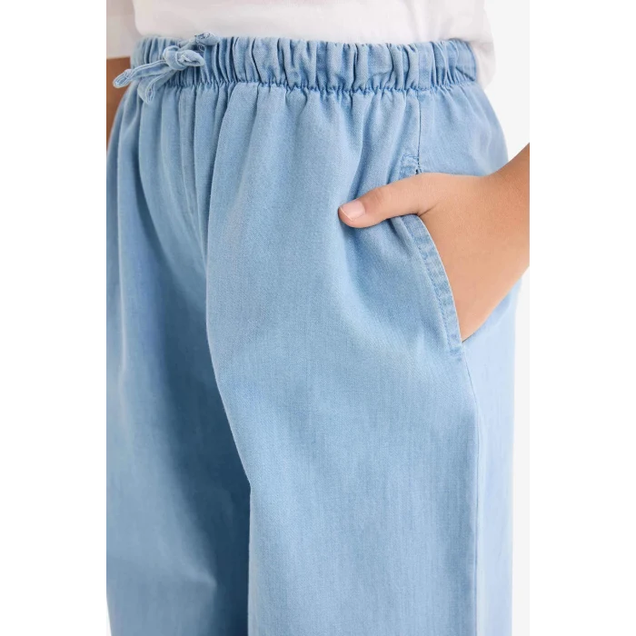 Defacto D7101 Mavi Kız Çocuk Wide Leg Geniş Paça Jean Pantolon