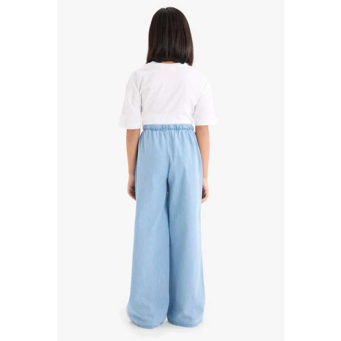 Defacto D7101 Mavi Kız Çocuk Wide Leg Geniş Paça Jean Pantolon