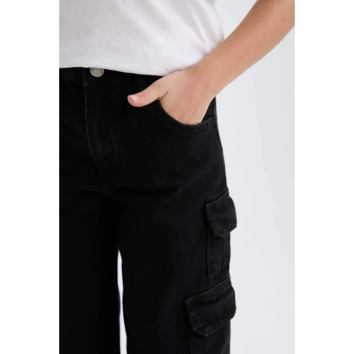 Defacto D7373 DENIM Kız Çocuk Wide Leg Kargo Geniş Paça Jean Pantolon